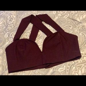 NWT Agaci Large Burgundy Crop Top Bralette
